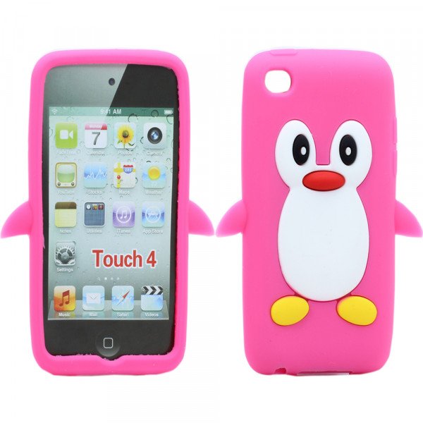 Wholesale iPod Touch 4 3D Penguin Case (Hot Pink)